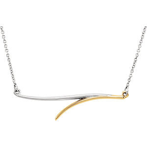 14K White & Yellow Freeform Bar 16" Necklace