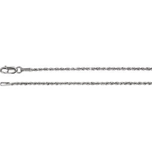 14K White 1.6mm Diamond-Cut Rope 24" Chain with Lobster Clasp