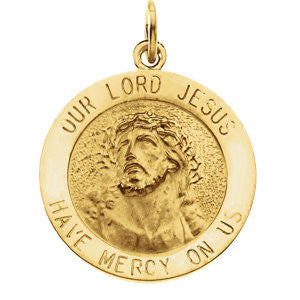 14K Yellow 18.25mm Round Our Lord Jesus Medal