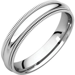 14K White 4mm Double Milgrain Comfort Fit Band