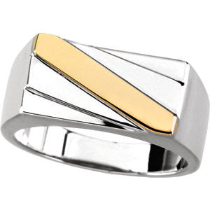 Sterling Silver & 14K Yellow Men's Ring