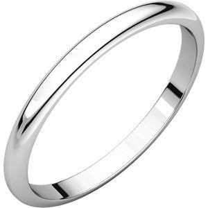 14K X1 White 2mm Half Round Band