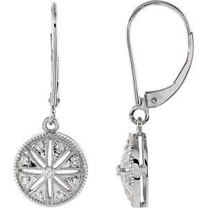 Sterling Silver 1-10 CTW Diamond Lever Back Earrings