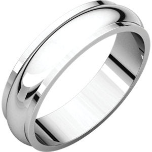 14K White 5mm Half Round Edge Band