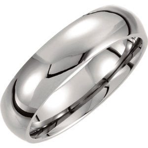 Titanium 6mm Domed Polished Band Size 6.5