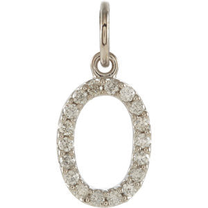 14K White .08 CTW Diamond Numeric Charm or Pendant