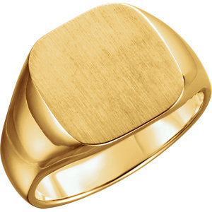 14K Yellow 14mm Men's Solid Signet Ring