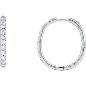 14K White 3 CTW Diamond Inside-Outside Hoop Earrings