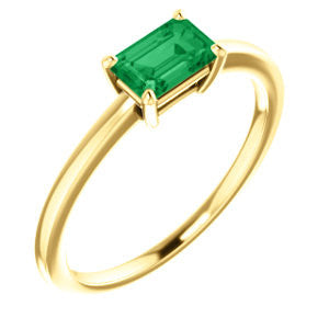 14K Yellow Chatham® Created Emerald Ring