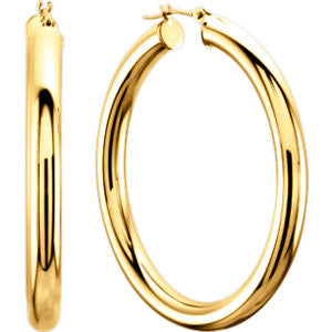 14K Yellow 40mm Tube Hoop Earrings