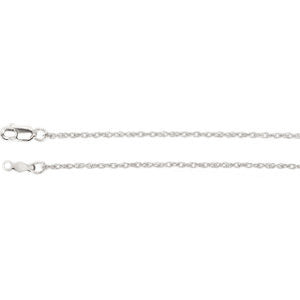 Sterling Silver 1.25mm Rope 18" Chain