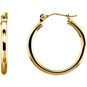 14K Yellow 20mm Tube Hoop Earrings