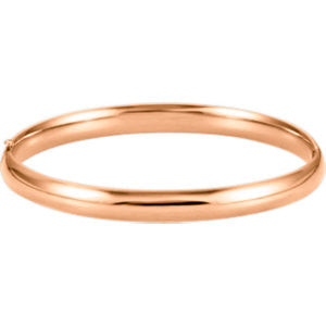 14K Rose 6.5mm Hinged Bangle Bracelet