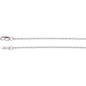 14K White 1.25mm Rope 16" Chain