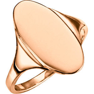 14K Rose Oval Signet Ring