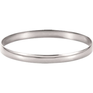 14K White 4mm Half Round Bangle Bracelet