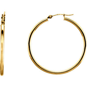 14K Yellow 34mm Tube Hoop Earrings