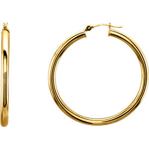 14K Yellow 40mm Tube Hoop Earrings