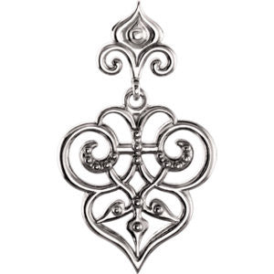 14K Yellow Fleur-De-Lis Decorative Dangle Pendant