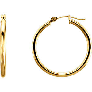 14K Yellow 25mm Tube Hoop Earrings