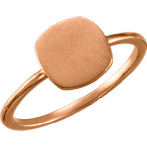 14K Yellow Cushion Engravable Ring