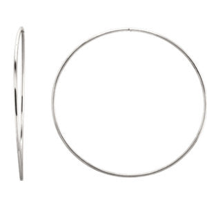 Sterling Silver 75mm Endless Hoop Tube Earrings