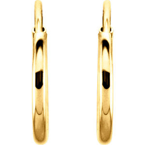 14K Yellow 10mm Endless Hoop Earrings