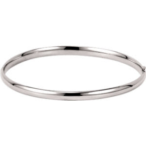 14K White 4mm Hinged Bangle Bracelet