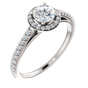 14K White 3-4 CTW Diamond Halo-Style Engagement Ring