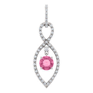 14K White Pink Sapphire & 3-8 CTW Diamond Pendant