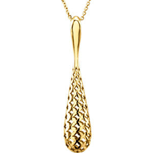 14K Yellow Pierced Teardrop 18" Necklace