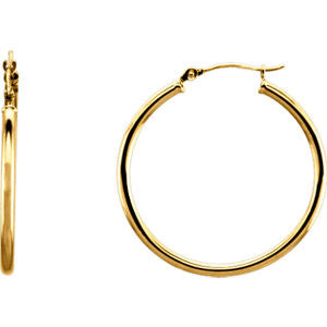 14K Yellow 30mm Tube Hoop Earrings