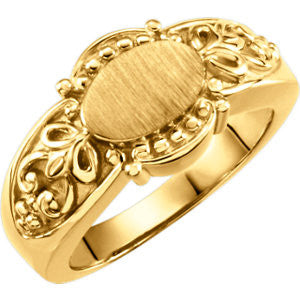 14K Yellow Gold Fashion Signet Ring