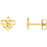 14K White Fleur-De-Lis Earrings