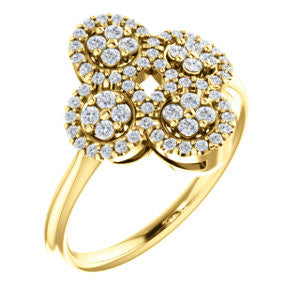 14K White 1/2 CTW Diamond Clover Ring