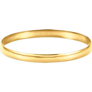 14K Yellow 6mm Half Round Bangle Bracelet