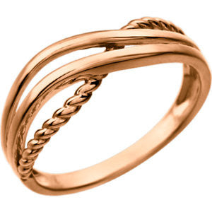 14K White Crossover Rope Ring