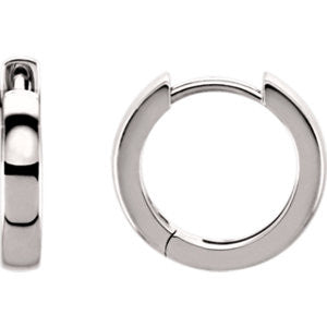 14K White 14mm Hinged Hoop Earrings