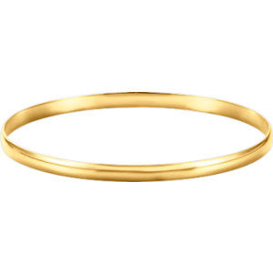 14K Yellow 4mm Half Round Bangle Bracelet