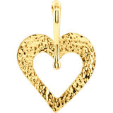 14K Rose Heart Pendant with Hammered Finish