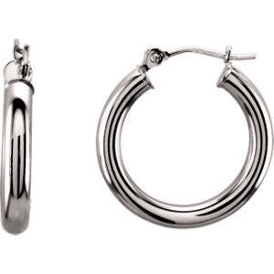 14K White 20mm Tube Hoop Earrings