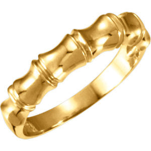 14K Yellow 5mm Men's Bamboo Design Tapered Band