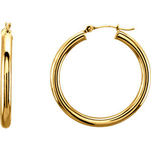 14K Yellow 30mm Tube Hoop Earrings