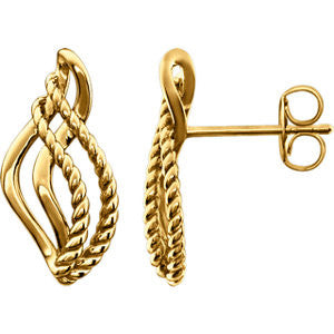 14K Yellow Rope Design Earrings