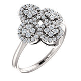 14K White 1/2 CTW Diamond Clover Ring