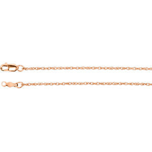 14K Rose 1.25mm Rope 16" Chain