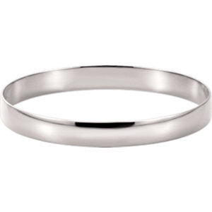 14K White 8mm Half Round Bangle Bracelet