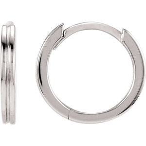 14K White Metal Fashion Grooved Hoop Earring