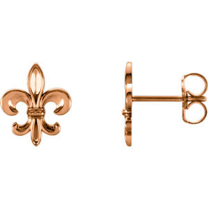 14K White Fleur-De-Lis Earrings