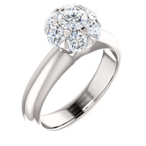 14K White 1 1-5 CTW Diamond Cluster Engagement Ring